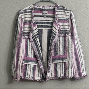 NIC+ZOE Dashing Days Open Front Fringe Jacket Women's Size Large